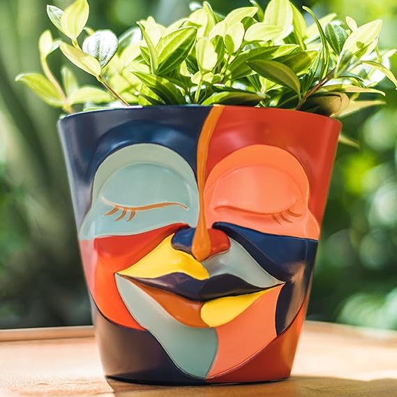 GUGUGO Abstract Rainbow Head Planter, Graffiti Face Planters Pots with ...