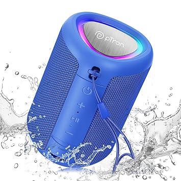 pTron Fusion Mount V2 Mini Bluetooth Speaker, 12W HD Sound, Beat Synced RGB Lights, 10Hrs Playtime, Multi-Playback Modes-BT5.1/TF Card/Aux-in, IPX4 Water Resistant Speaker & Type-C Charging (Blue)