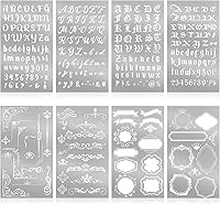 Vista 8 de Lewtemi 8 Piezas Plantillas de Letras y Números de Metal de 4 x 7 Pulgadas, Plantillas de Alfabeto de Acero Inoxidable para Grabado, Pintura