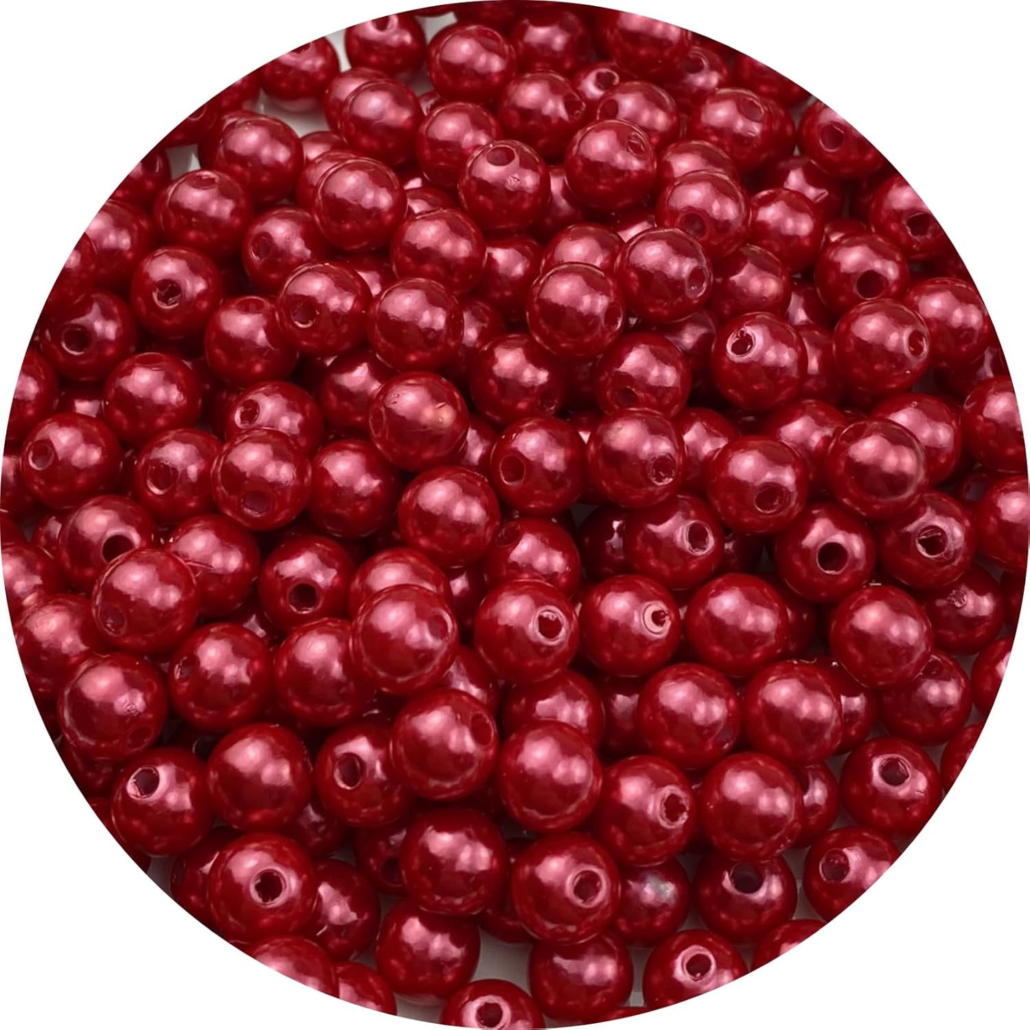 Pinhoollgo 300pcs Pearl Beads 8mm Round Pearl Beads with Hole for DIY Bracelet Necklace Jewelry Making Supplies Handmade Craft(Red)