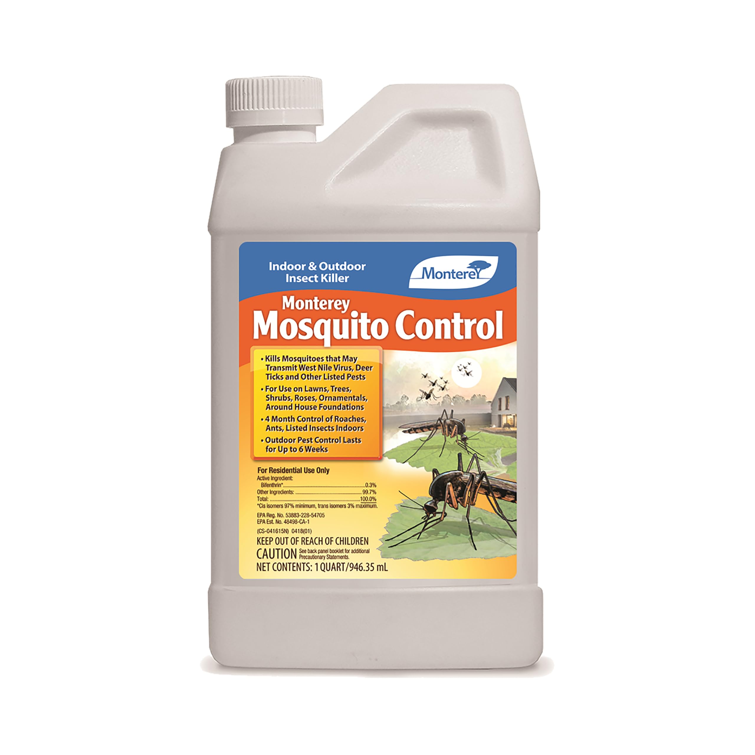 Monterey Mosquito Control - Indoor and Outdoor Insect Killer - Apply with Sprayer - 1 Quart Concentrate