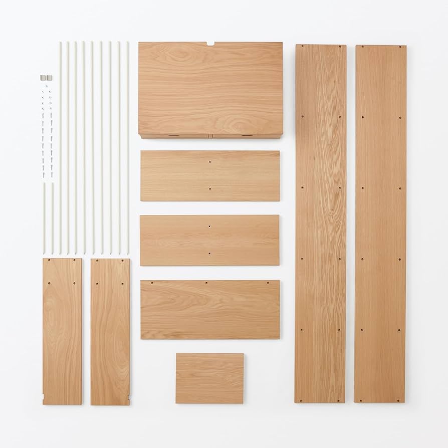 Amazon｜無印良品 スタッキングシェルフ カウンター 2列 オーク