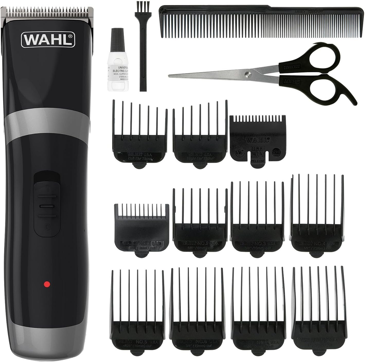 Wahl Draadloze tondeuse, oplaadbare draadloze tondeuse, tondeuse voor mannen, haartondeuse voor heren, spoelbare messen, thuishaarknippen, tondeuse met geleiderkammen