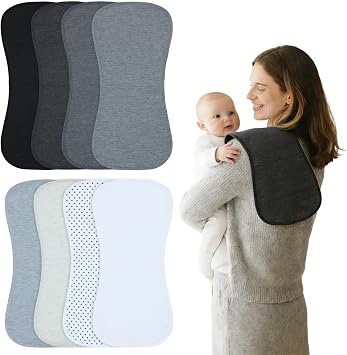 Baby Burp Cloths 8-Pack, Waterproof Burping Cloths, 4-Layer Super Absorbent & Extra Soft Plush Spit Up Rags for Newborns and Infants, Infant Towels for Milk Spit Up, Baby Boy Girl Essentials