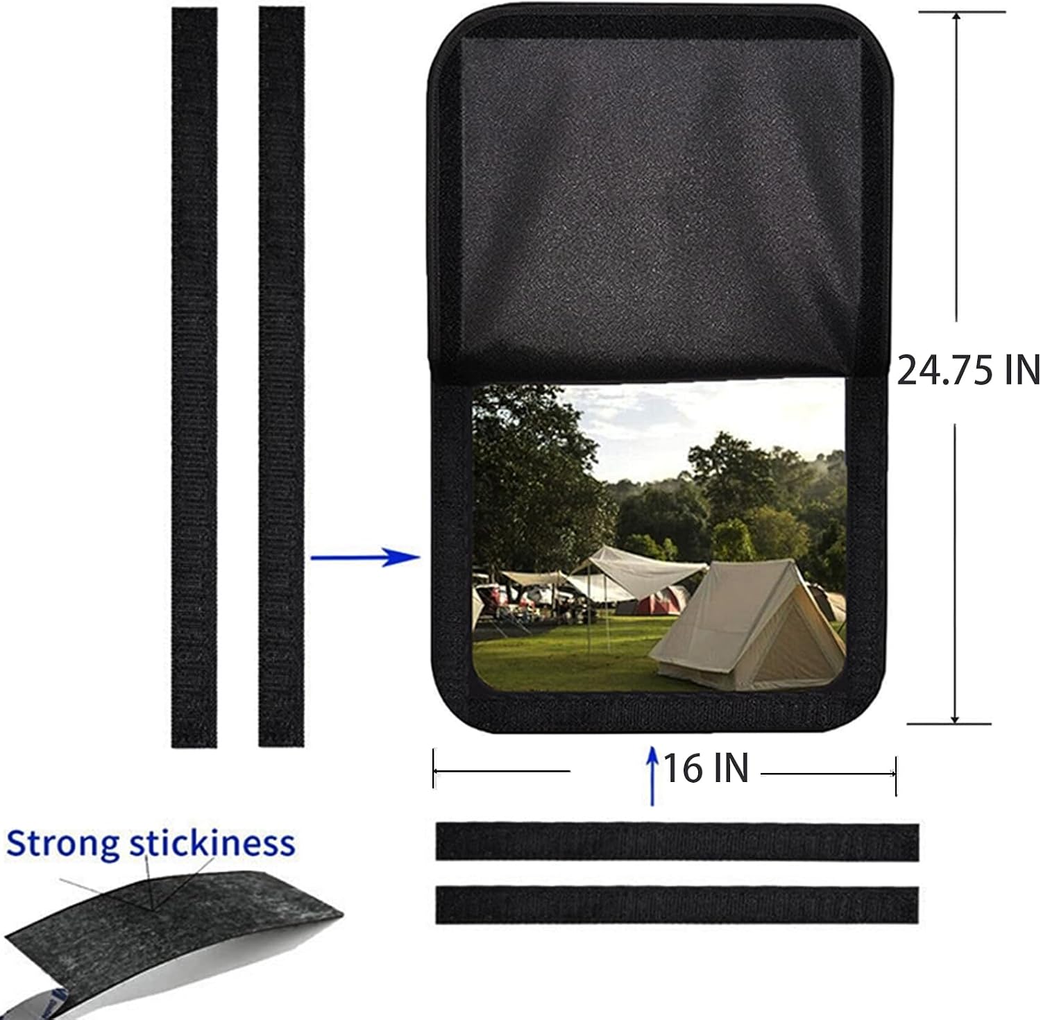 25x16 RV Door Sun Shade Cover, rv Door Window Shade Cover with UV Protection and Privacy Features, RV Door Window Cover Accessories Fits for Most Rv Interior Door Window Oxford Materials Black