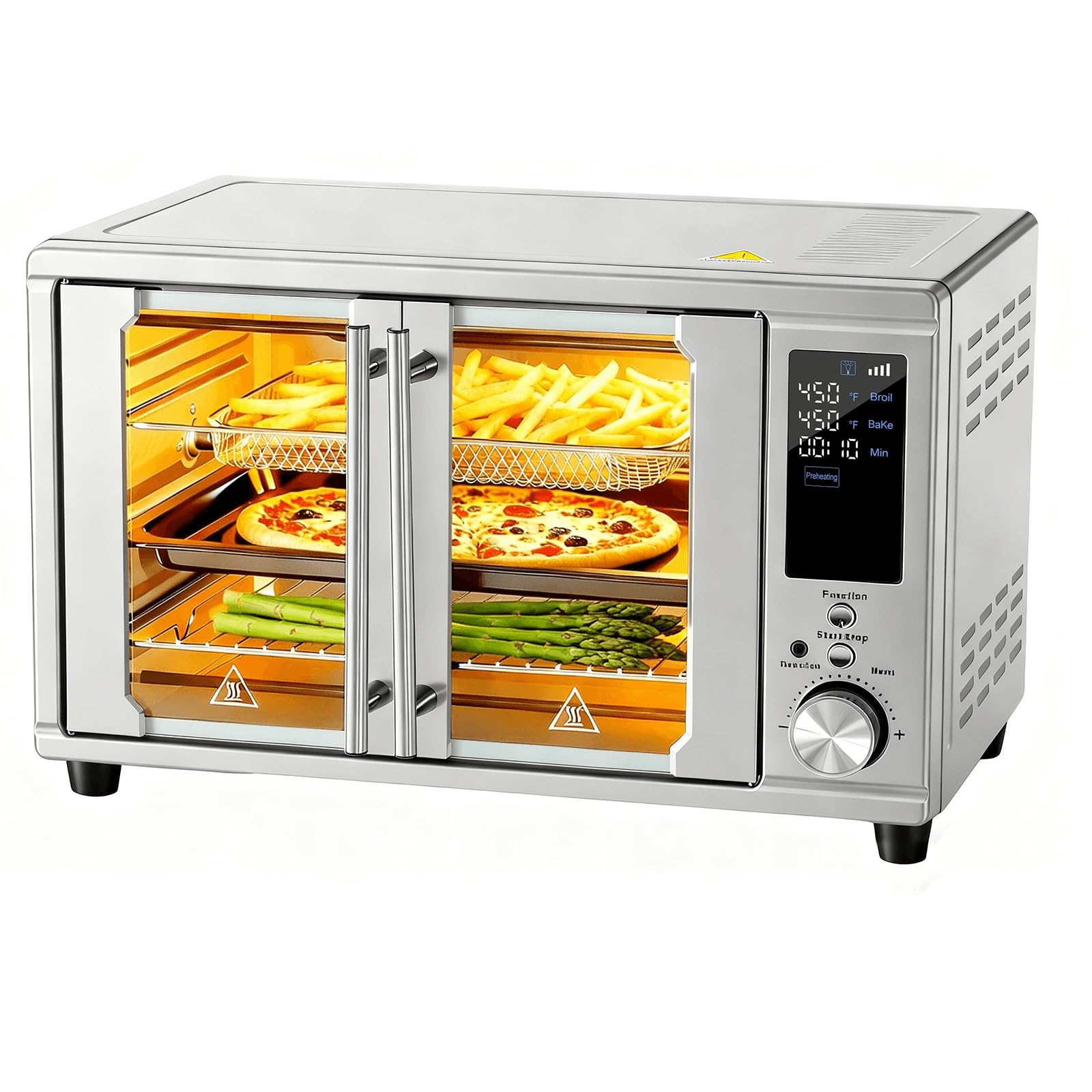 OLIXIS Air Fryer Toaster Oven Combo Extra Large with Smart Probe, 29.6QT Oven Countertop 12 Functions in 1, 7 Accessories Included, Stainless, Up to 450°F