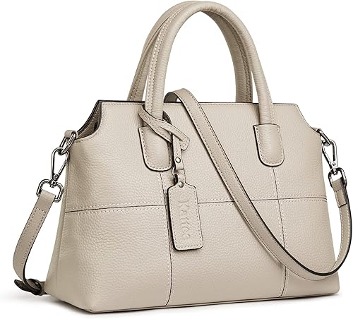 Miniatura 10 de Kattee - Bolsos de piel auténtica para mujer bolsos de mano suaves para mujer Beige, Marrón, Rosa, Rojo
