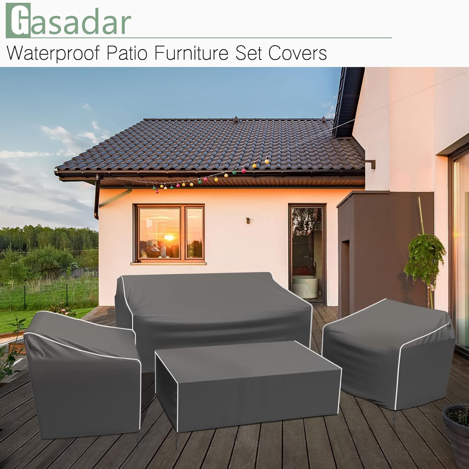 Patio Chair Covers 2 Pack for Outdoor Furniture, Lawn Chair Covers Waterproof Heavy Duty for Patio Lounge Deep Seat with Air Vents for All Weather, Black, 32" W x 39" D x 31" H view 7