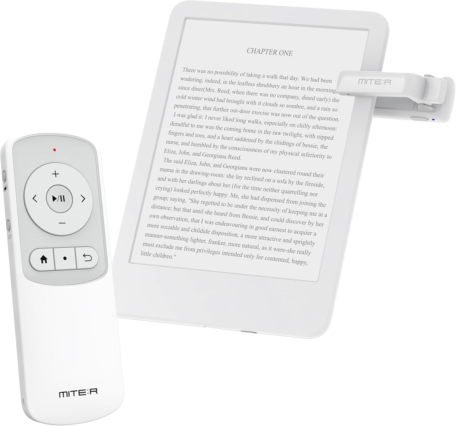 Remote Control Page Turner RF & Bluetooth Clicker for Kindle Paperwhite Oasis Scribe Colorsoft Kobo Boox e-Reader TikTok YouTube Camera iPad iPhone Galaxy Phone Tab (White)