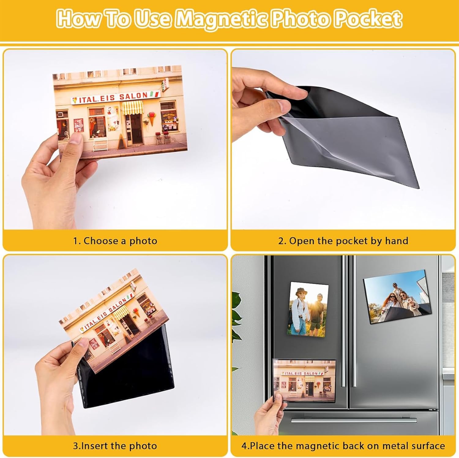 100 Pack Magnetic Picture Frames for Refrigerator,4x6 Inches Magnetic Picture Frame,Magnetic Frames For Refrigerator,Locker,Wall,Cabinet(Black)