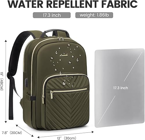 Miniatura 4 de LOVEVOOK - Mochila de 17.3 pulgadas para laptop, para mujer, bolsa de laptop para mujer, mochila de viaje impermeable, elegante mochila para mujer,