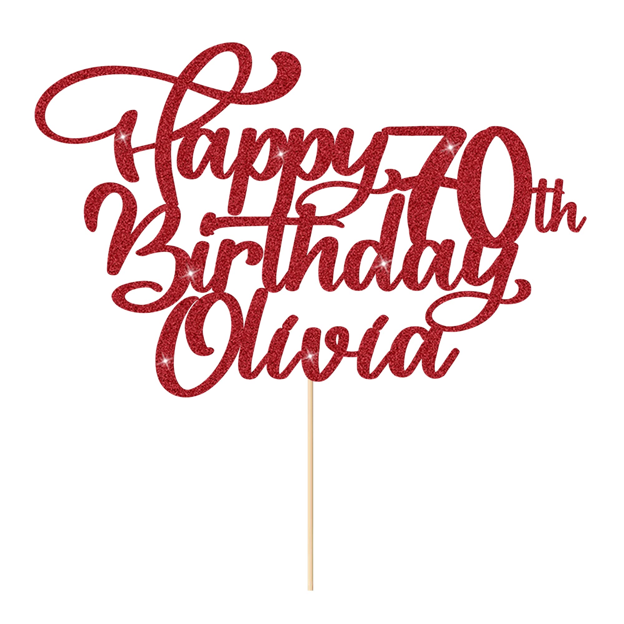 Cake Topper Happy Birthday Cake Topper Personalised Cake Topper Birthday Cake Decoration Customised Any Name Age 1st 10th 16th 18th 20th 21st 30th 40th 50th 60th 70th 80th(Red)