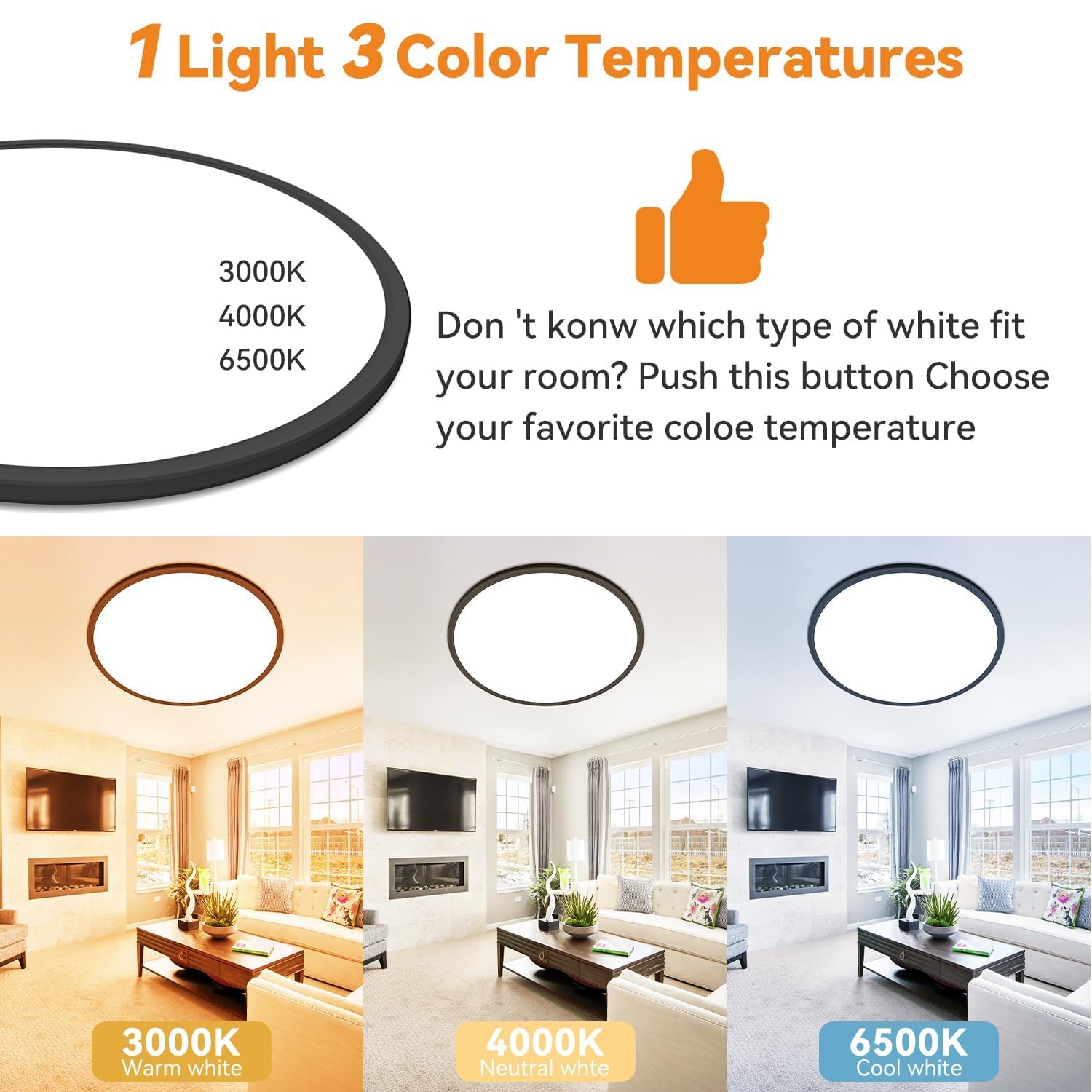 slochi Plafoniera LED Soffitto, 3000K/4000K/6500K IP44 Impermeabile Lampada da Soffitto, 4600 LM Plafoniera Bagno per camera da letto, Cucina, Soggiorno, Balcone, Ø40cm