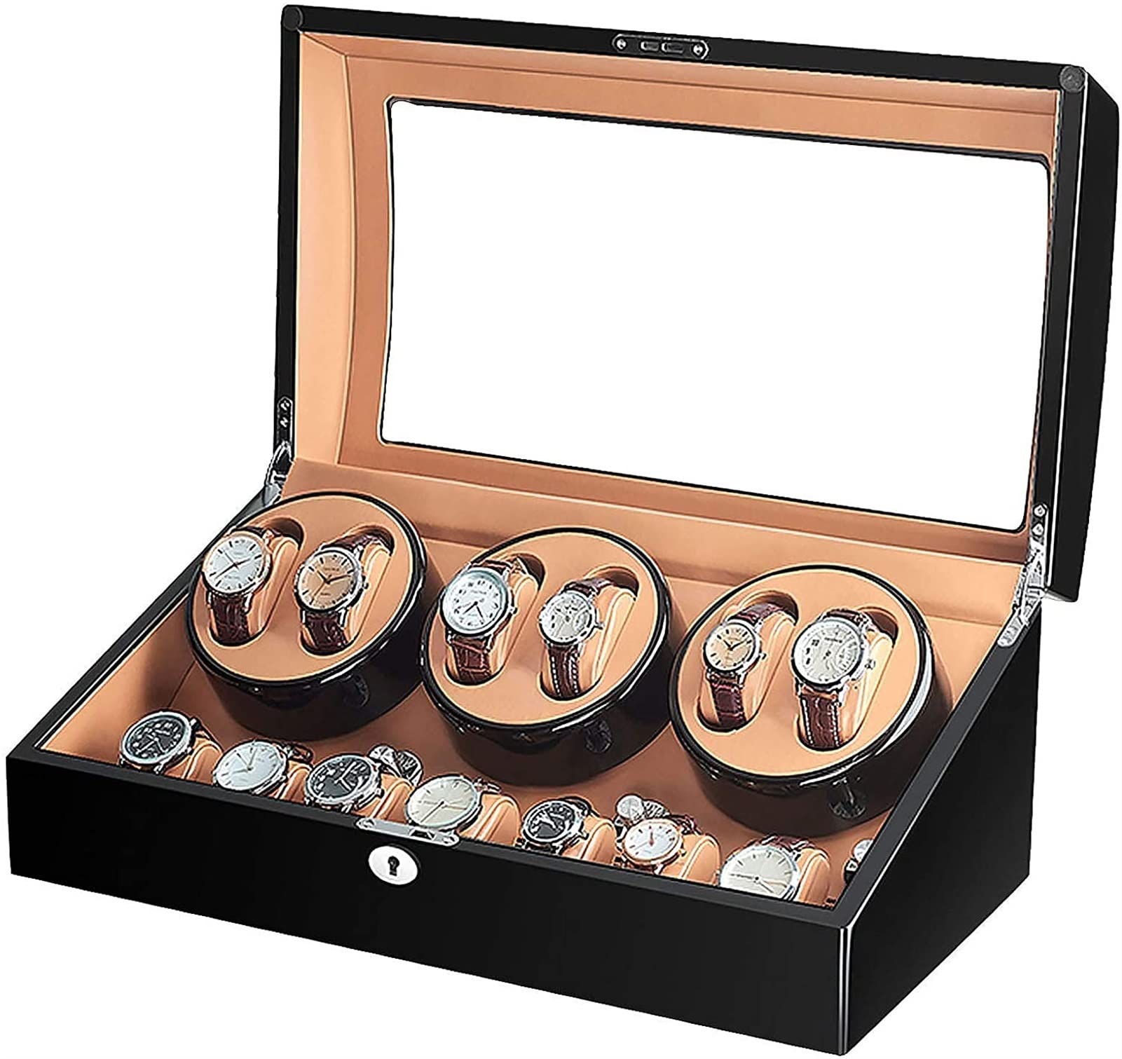 Remontoir de montre automatique en bois de piano noir luxe pour 13 montres