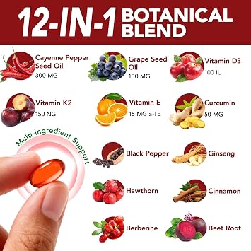 Cayenne Pepper Supplements - Cayenne Pepper Capsules with Vitamin E, D3, K2, Grape Seed, Hawthorn, Beetroot & Berberine Extracts pa