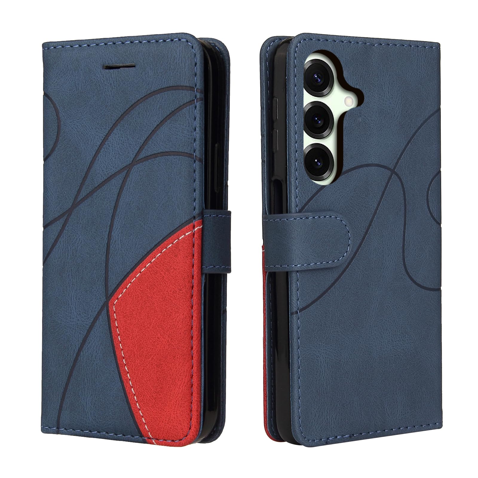 CXTCASE Handyhülle für Samsung Galaxy S25 Hülle, Flip PU Lederhülle Cover, Modisch Flip Case für Samsung Galaxy S25 Hülle Klapphülle Handytasche Schutzhülle, Blau