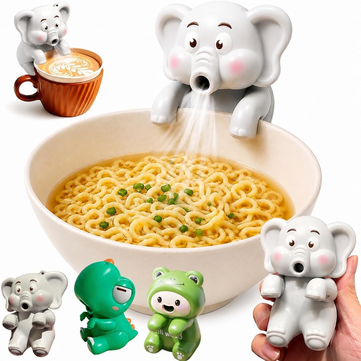 Kühlender Mini-Ventilator zum Anklippen für Tasse und Schüssel, freihändiger Lebensmittel Kühlventilator und Kaffeekühler, Clip-On Lebensmittel Kühlventilator, Niedliches，Elefant