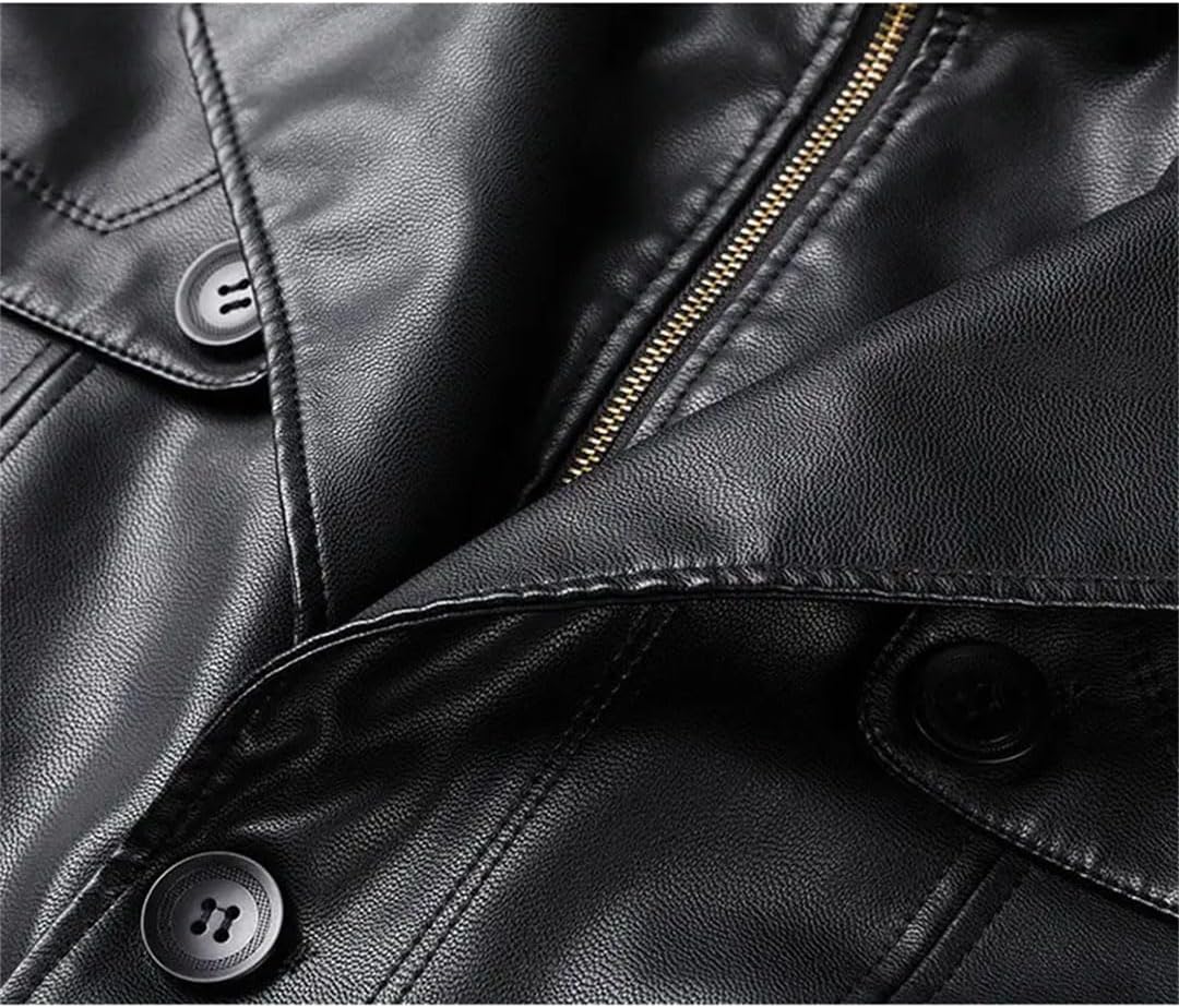 Men's Slim Fit Faux Leather Jackets Thicken Warm Winter Coat
