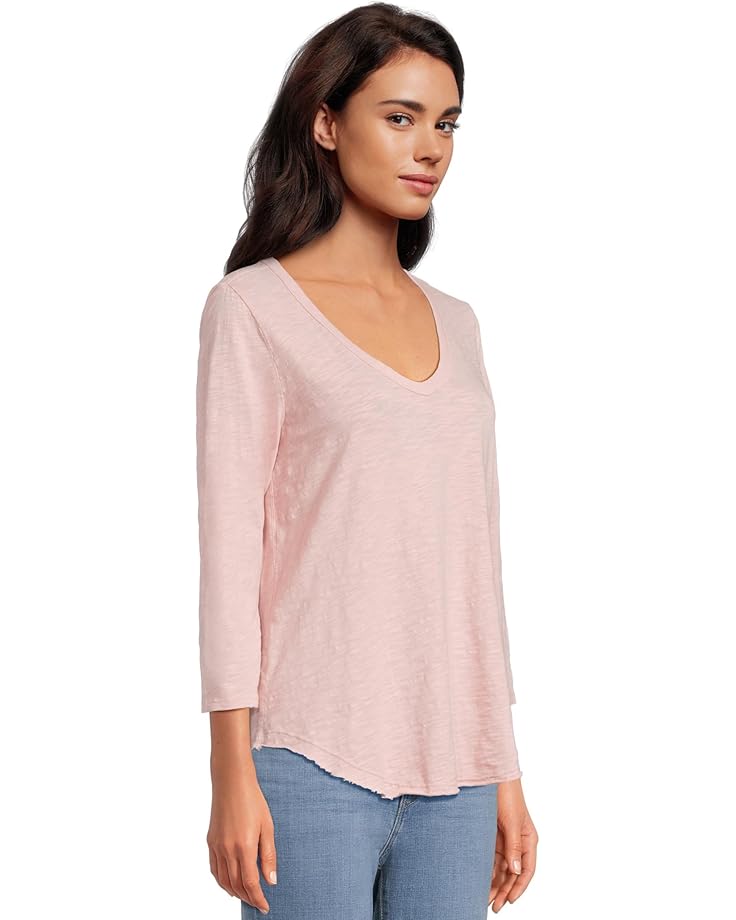 Mod-o-doc 3/4 Sleeve V-Neck Tee with Curved Hem - #2 of 5