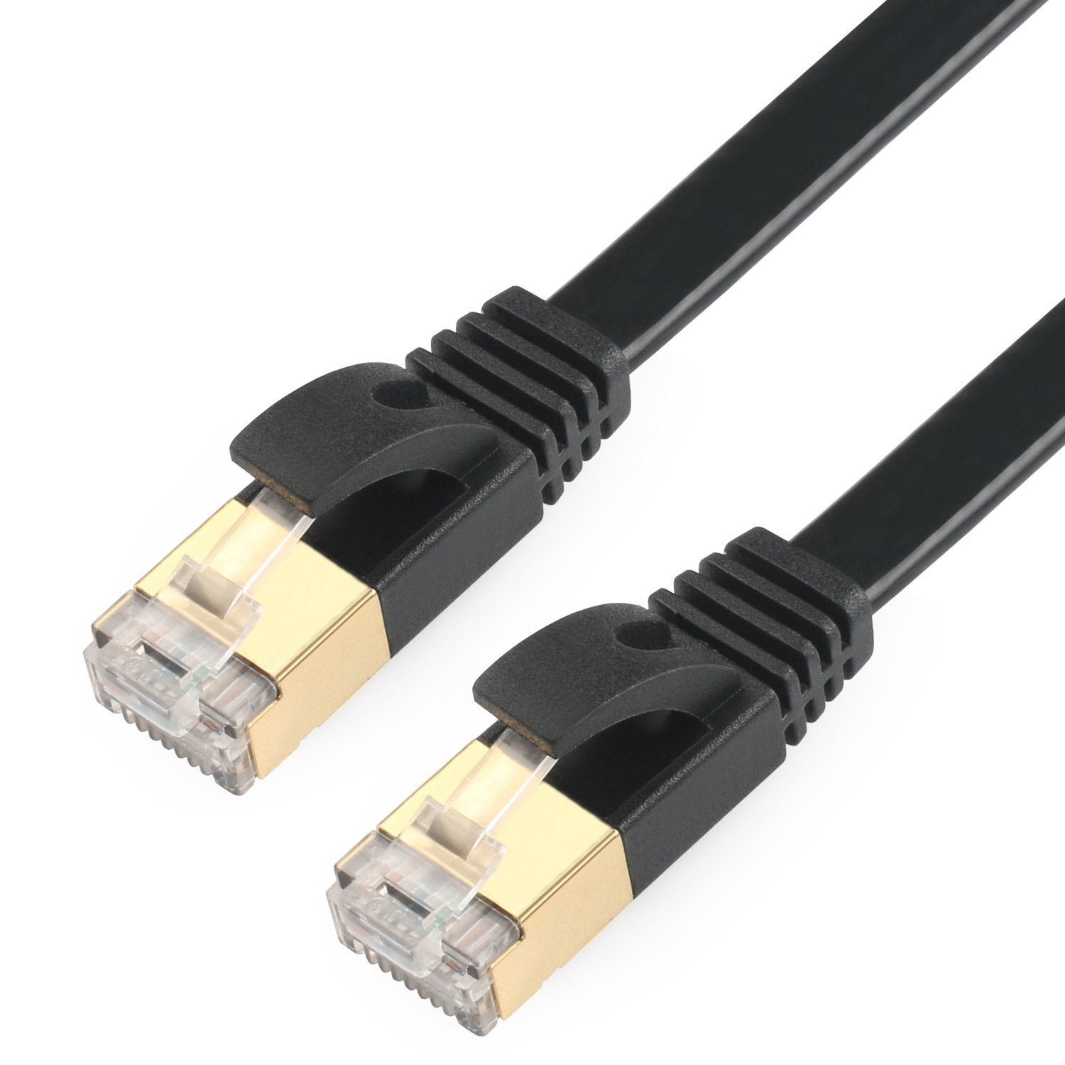 Tainston Flat Ethernet Cable(50 Feet) Cat7 Network Cord Patch Cable STP Shielded 10 Gigabit 600MHz LAN Cable