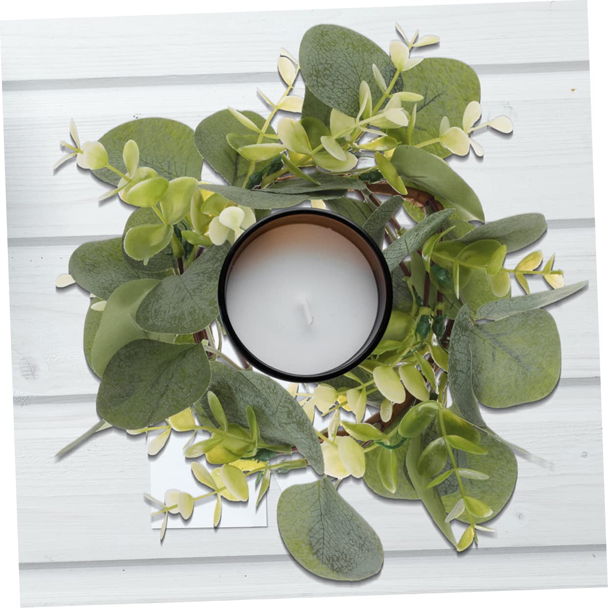 Künstlicher Eukalyptus Kranz Aus Kunststoff Kerzenring 25cm Dekor Für Tischdeko Fenster Tür Hochzeitsdeko
