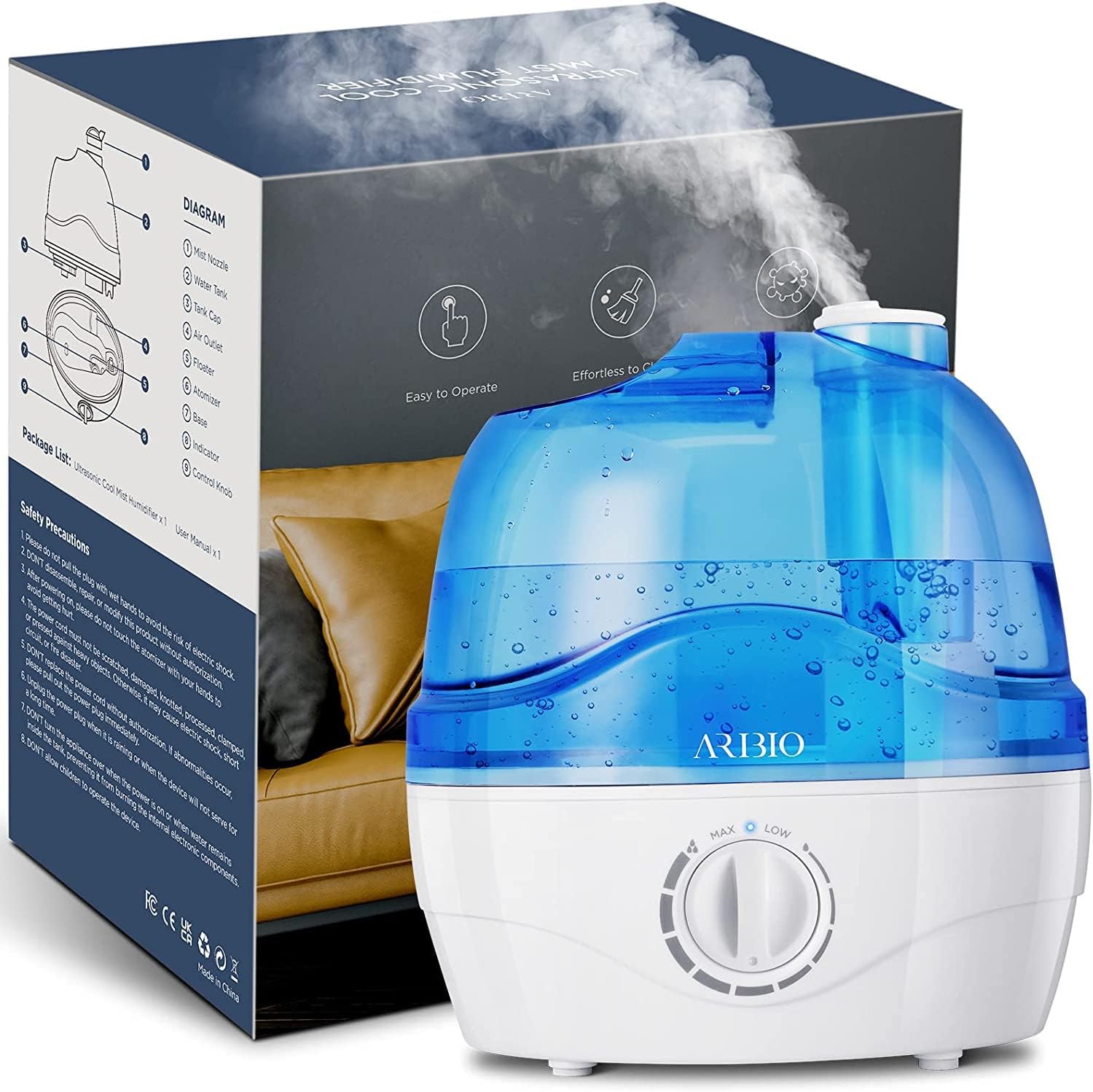 Humidifiers,2.2L Humidifier for Bedroom Baby Room, Air Humidifier with 10H Continuous Use & Auto