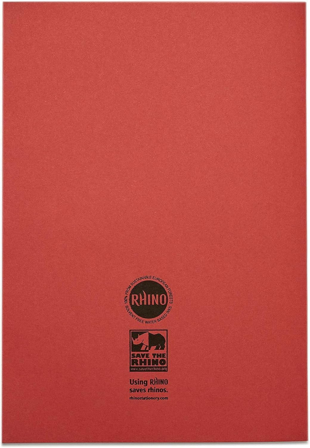 Rhino 50 x A4 Red Exercise Book 8mm Lined & Margin 80 Pages