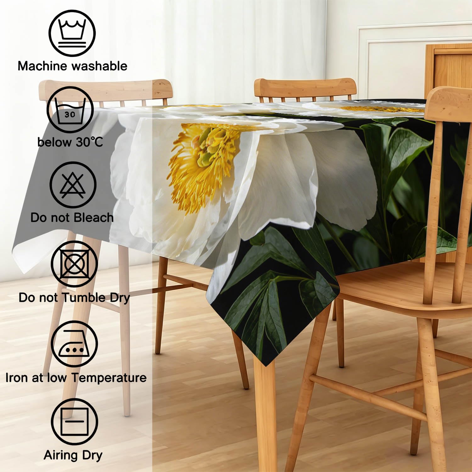Tovaglia Rettangolare 160x240 cm Fiori Primaverili Poliestere