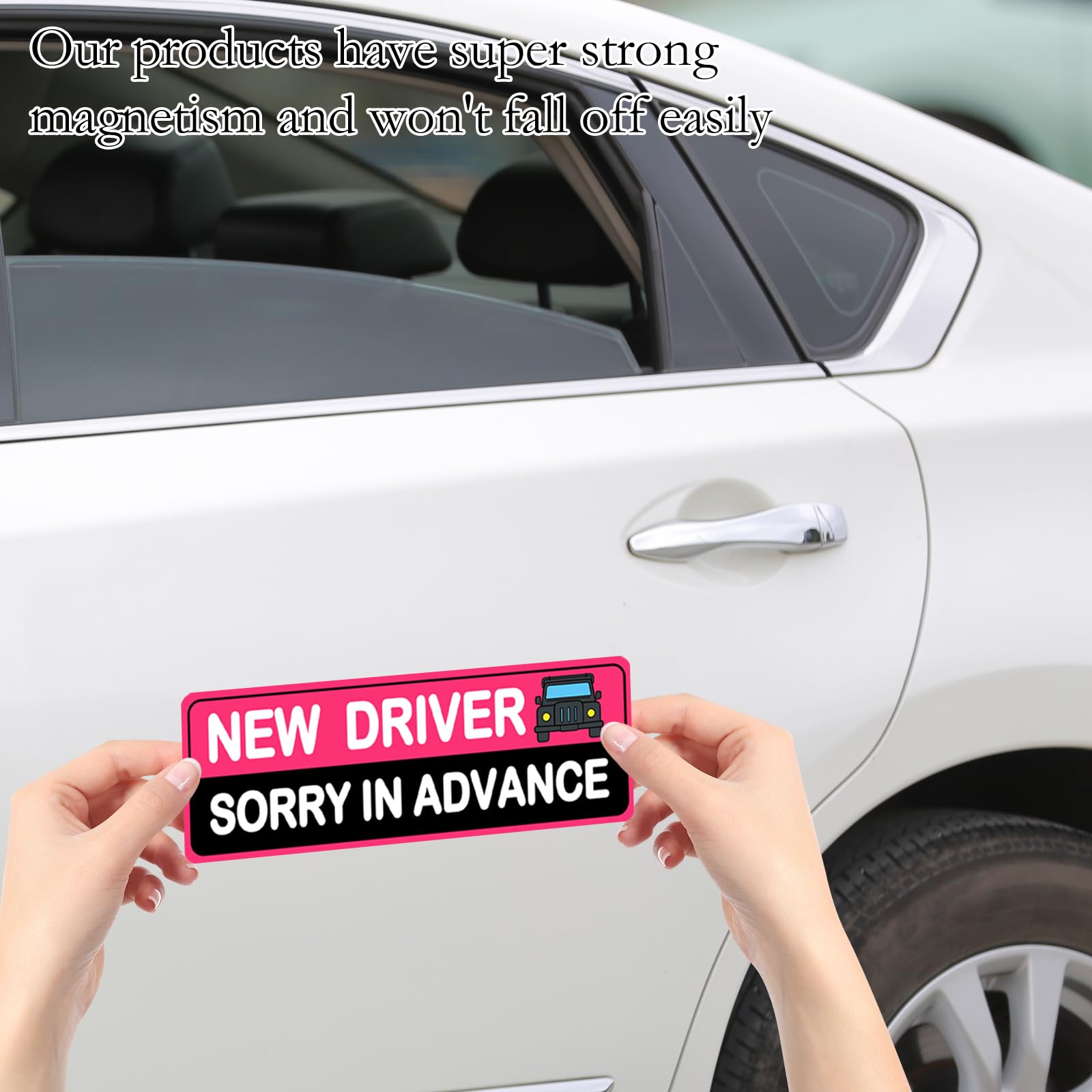 5 adesivi magnetici per auto per studenti, adesivi per auto per principianti, mantieni la distanza, adorabile cartello di sicurezza rimovibile per conducenti principianti Nuovo magnete del driver