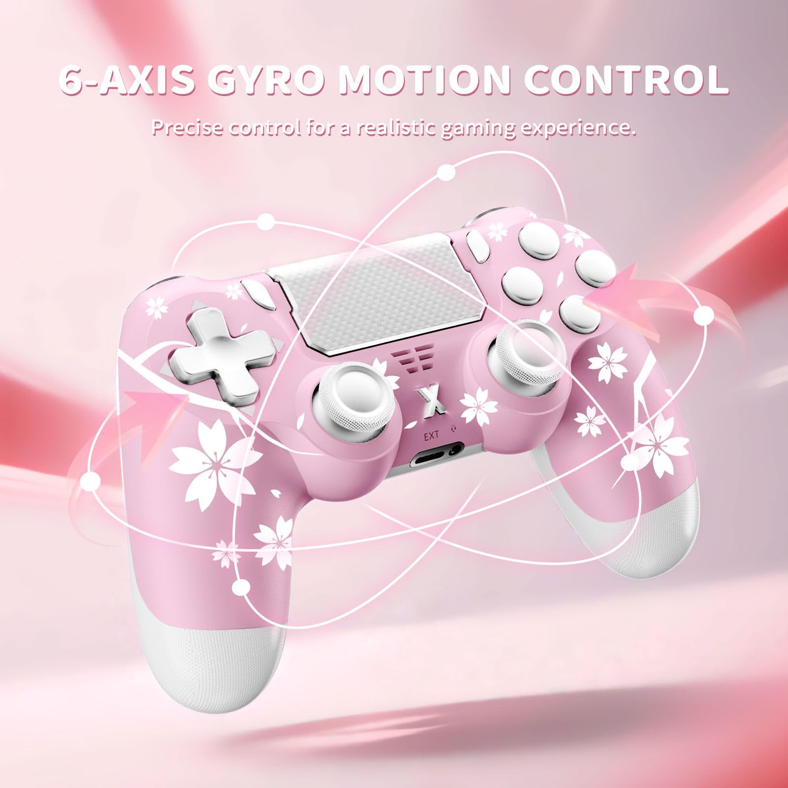 Hycago Manette de jeu sans fil pour PS-4, Manette de jeu compatible avec PS-4/Pro/Slim/PC Gamepad avec bouton Turbo/Retour/Double vibration/Capteur gyro à 6 axes/Écran tactile - 4