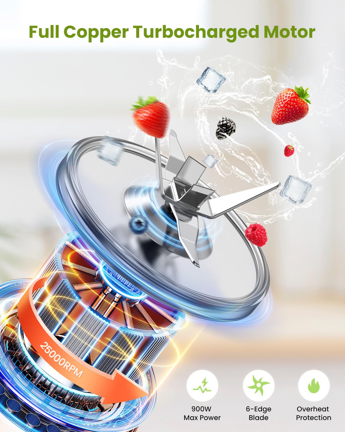 Lampick Blender for Smoothie, 900W Personal Blender for Shakes and Smoothies with 2 * 22oz BPA Free Portable Cups, Small Juicer for Protein Shake, Baby Food, Frozen Drink