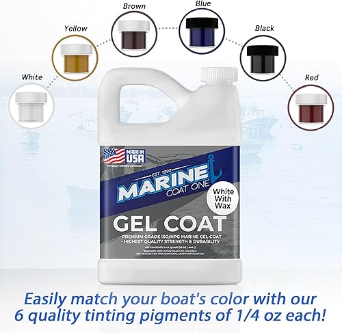 Miniatura 6 de IsoNpg Gel Coat blanco con cera con catalizador MEKP para endurecimiento, con 6 pigmentos de tinte de color, kit de reparación de capa de gel para