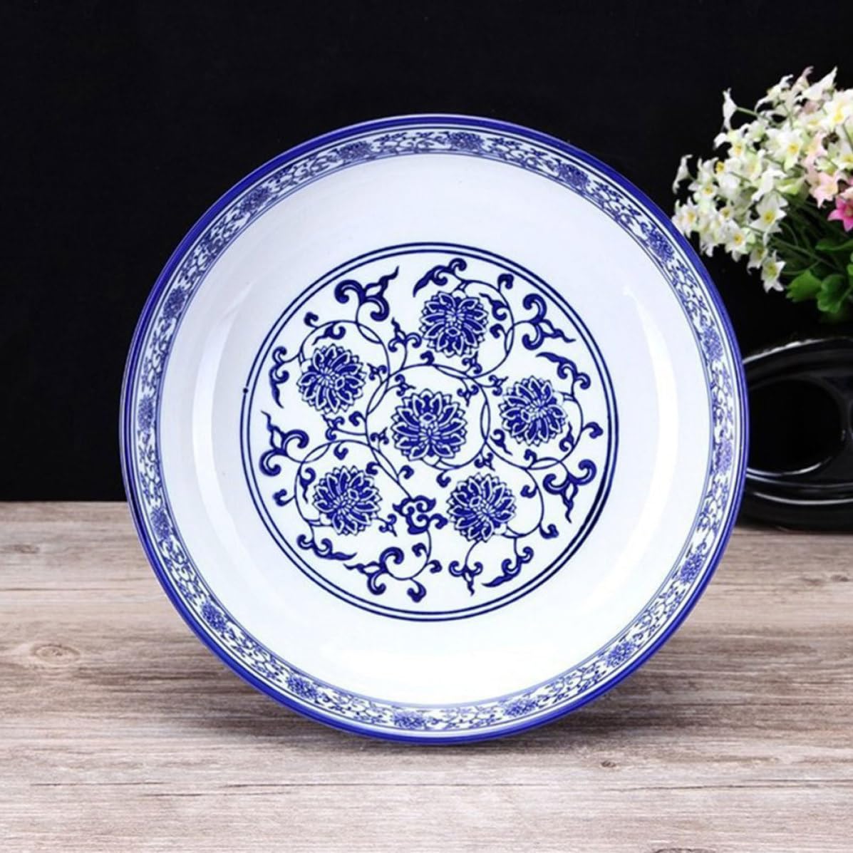 Veemoon Tazón de Cerámica para Cocina Estilo Chino Azul Ramen