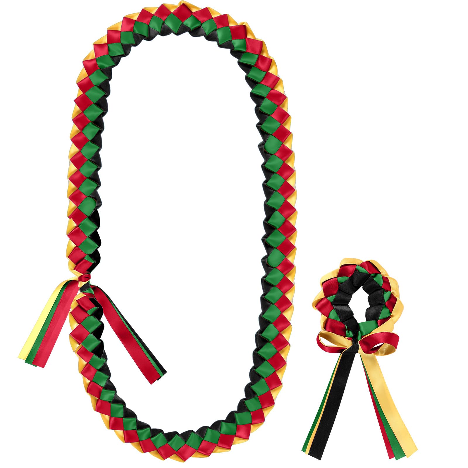 Thiccywoov 2 Pcs Class of 2026 Graduation Ribbon Lei Necklace and Braided Bracelet Handmade Double Braided Graduation Gifts