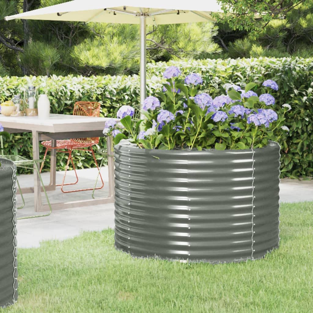FIRBNUS Macetero de jardín de 100 x 100 x 68 cm, para exteriores, grandes macetas, exteriores, para jardín, cama de cultivo, jardinera de balcón gris, acero con recubrimiento en polvo