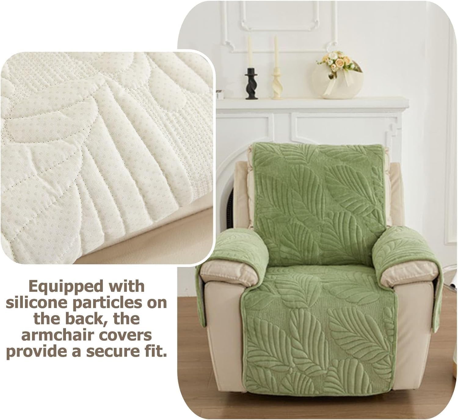 Anti-Slip Super Soft Velvet Quilted Recliner Chair Cover, Jacquard Fabric Elastic Sofa Seat Cushion Slipcover Protector for Living Room Furniture, Pets & Home Decor(Coffee)