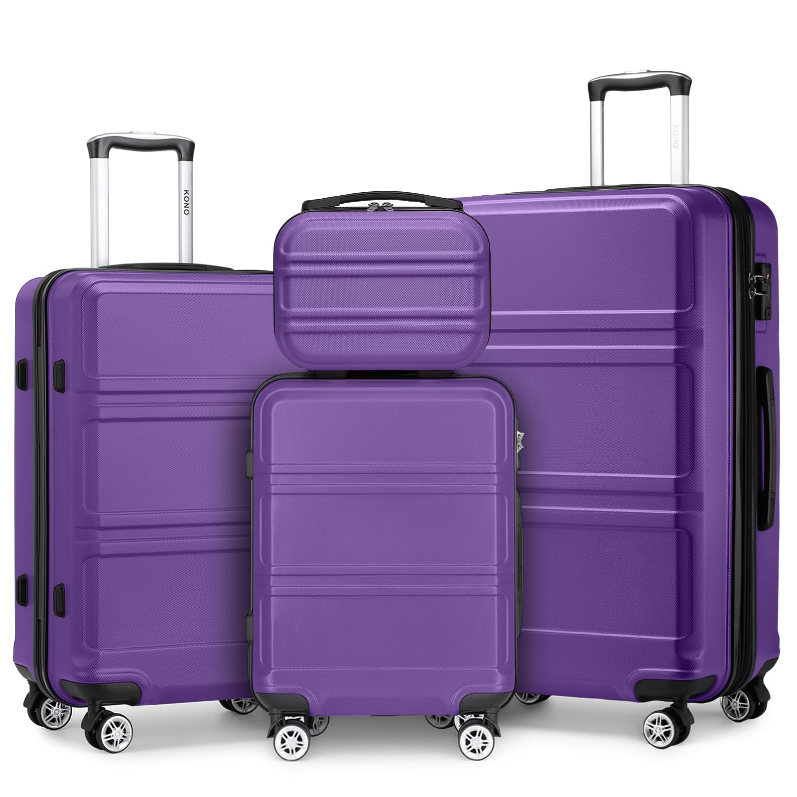 Kono 4 Piece Luggage Sets Expandable(only 28") with Spinner Wheels TSA Lock Lightweight PC+ABS Hardside Travel Rolling Suitcases 20in 24in 28in Carry