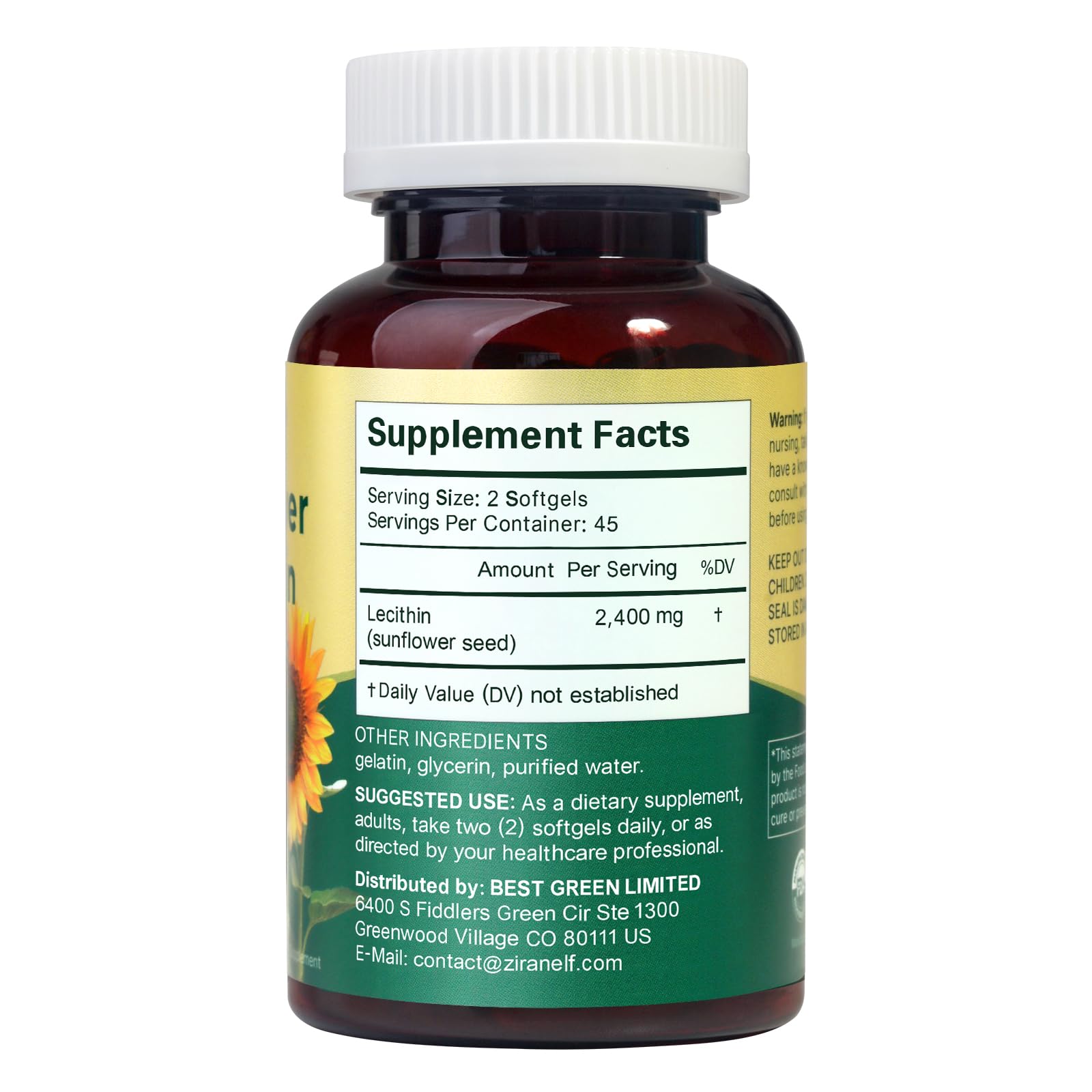 Sunflower Lecithin 2400mg 90 Softgels — Amazon image 6