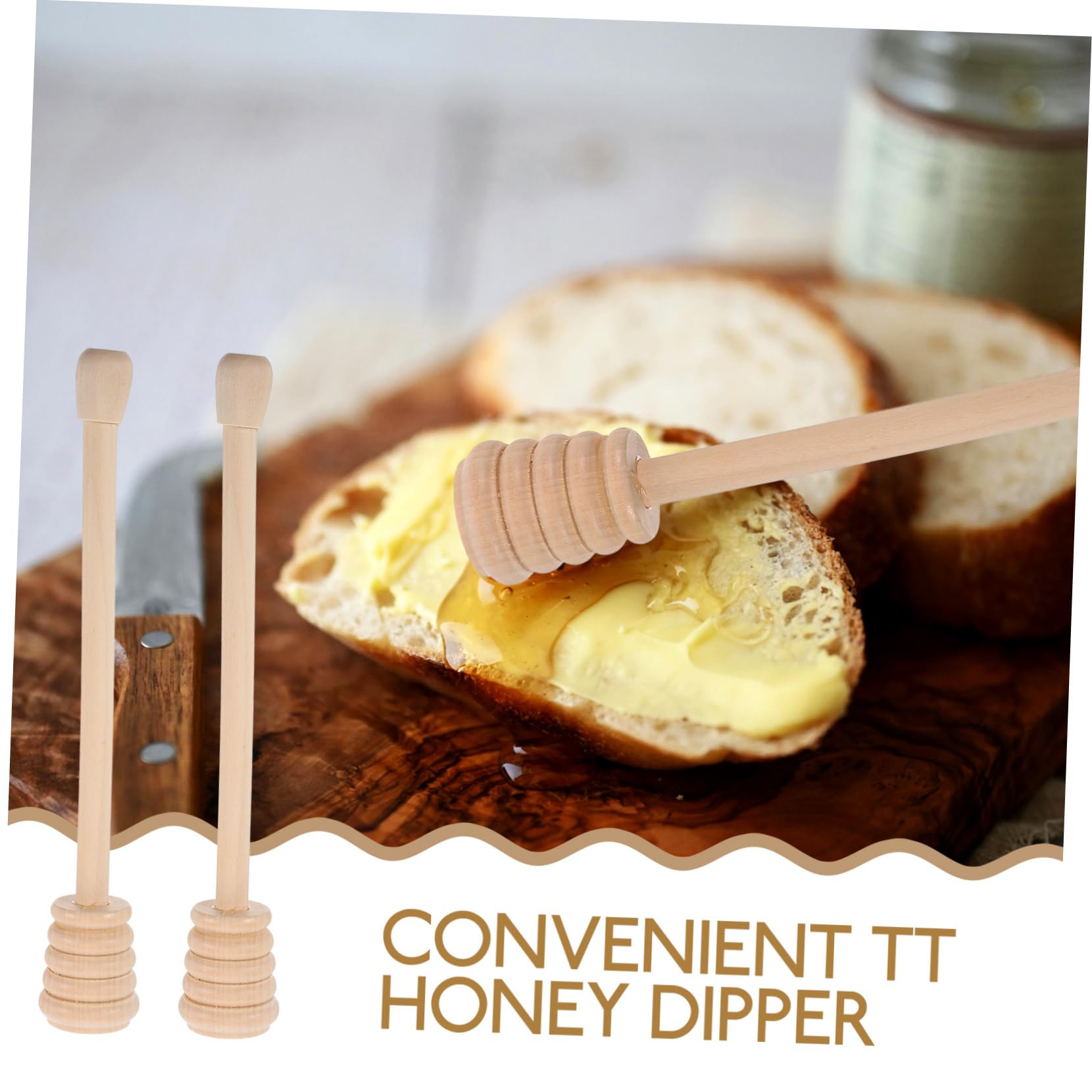 Hemobllo 12pcs Wooden Honey Stirrers Reusable Honey Mixing Stick Comfortable to Hold