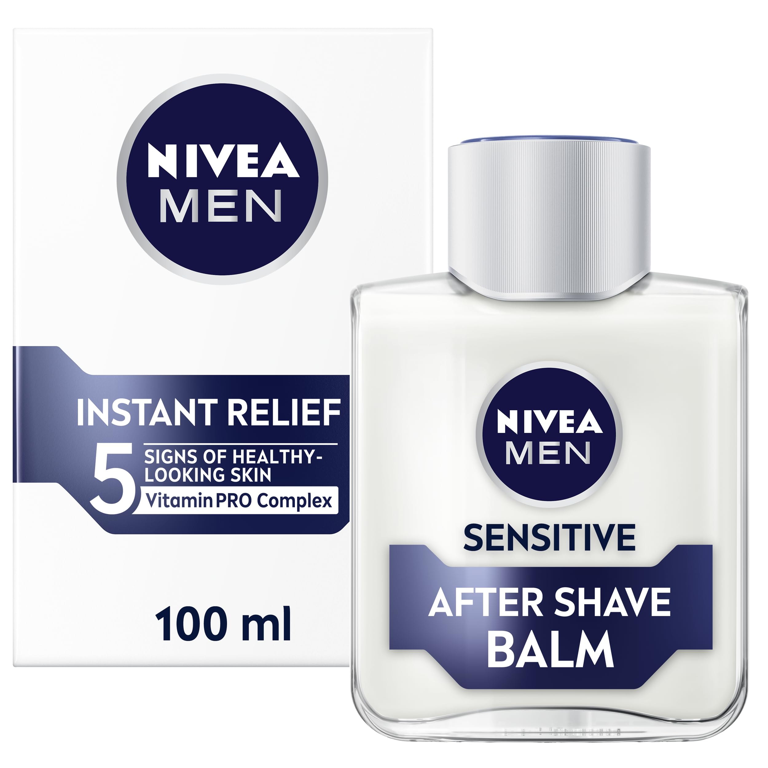 NiveaMEN Sensitive After Shave Balm, With Chamomile & Hamamelis, Alcohol-Free Soothing Care for Irritated Skin, 100ml