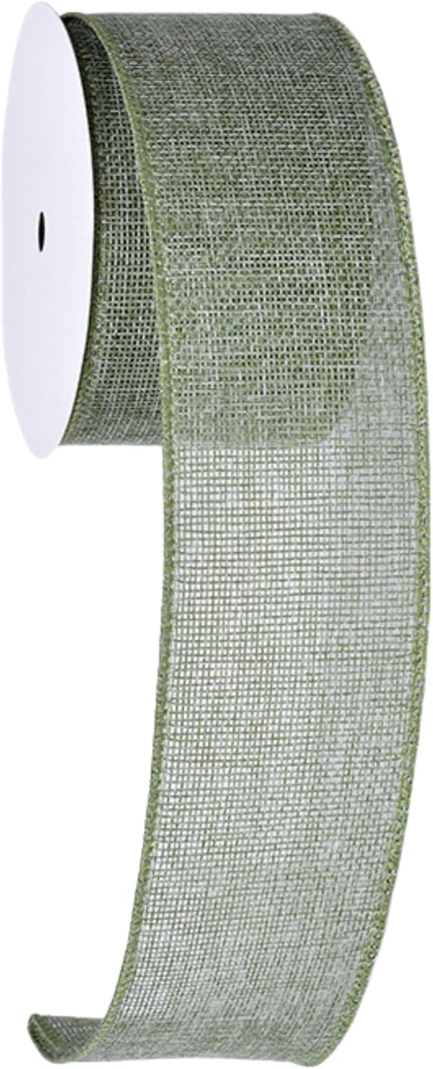 Sage Green Burlap Ribbon with Wired Edges – 2.5″ x30ft Eco-Friendly Jute Ribbon for Rustic Weddings, Spring Wreaths & Sustainable Gift Wrapping