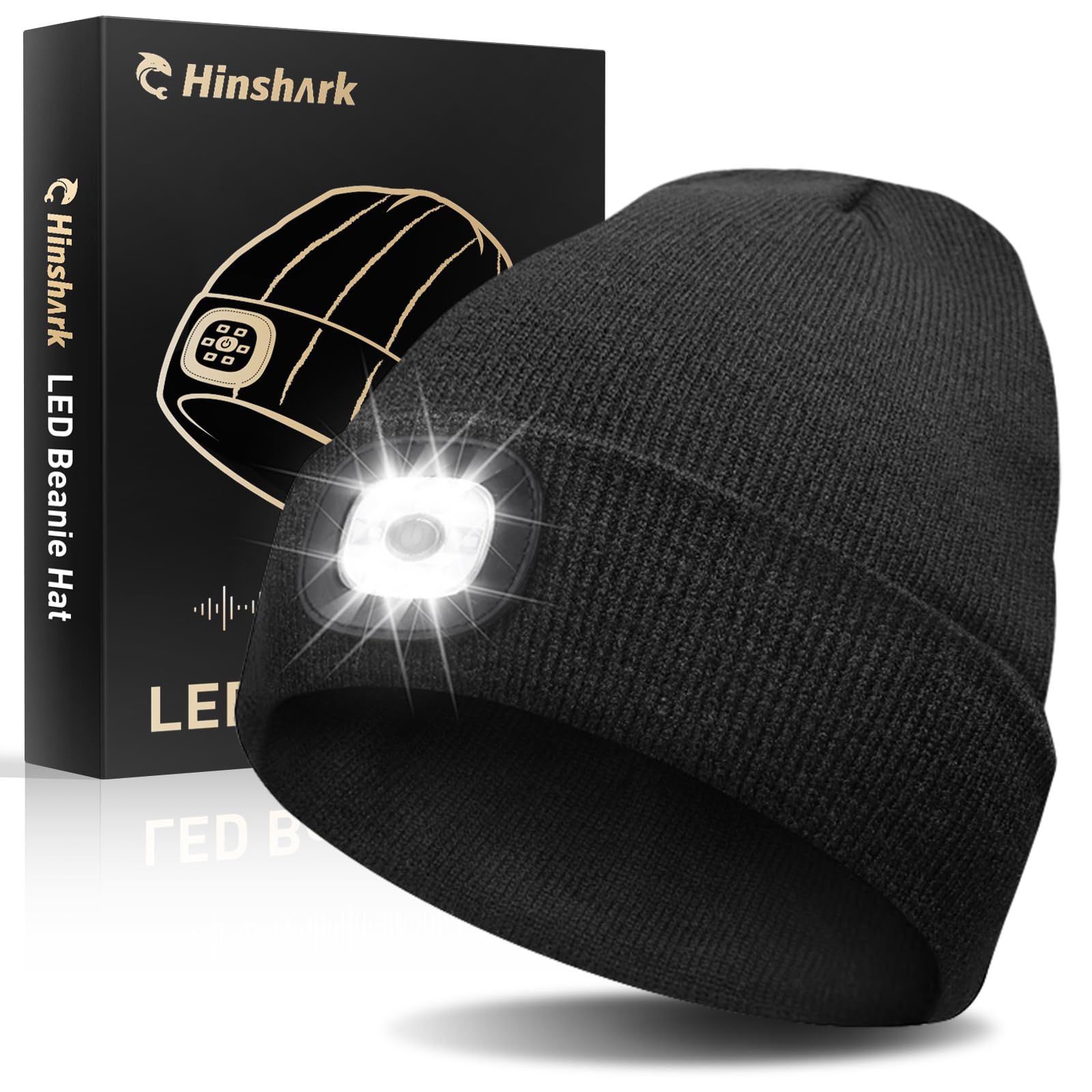 Fathers Day Dad Gifts for Men, LED Beanie Hat with Light, Anniversary Birthday Mens Gifts for Men Dad Husband Grandpa, Unisex Rechargeable Headlamp Knitted Cap, Camping Hiking Accessories Gadgets