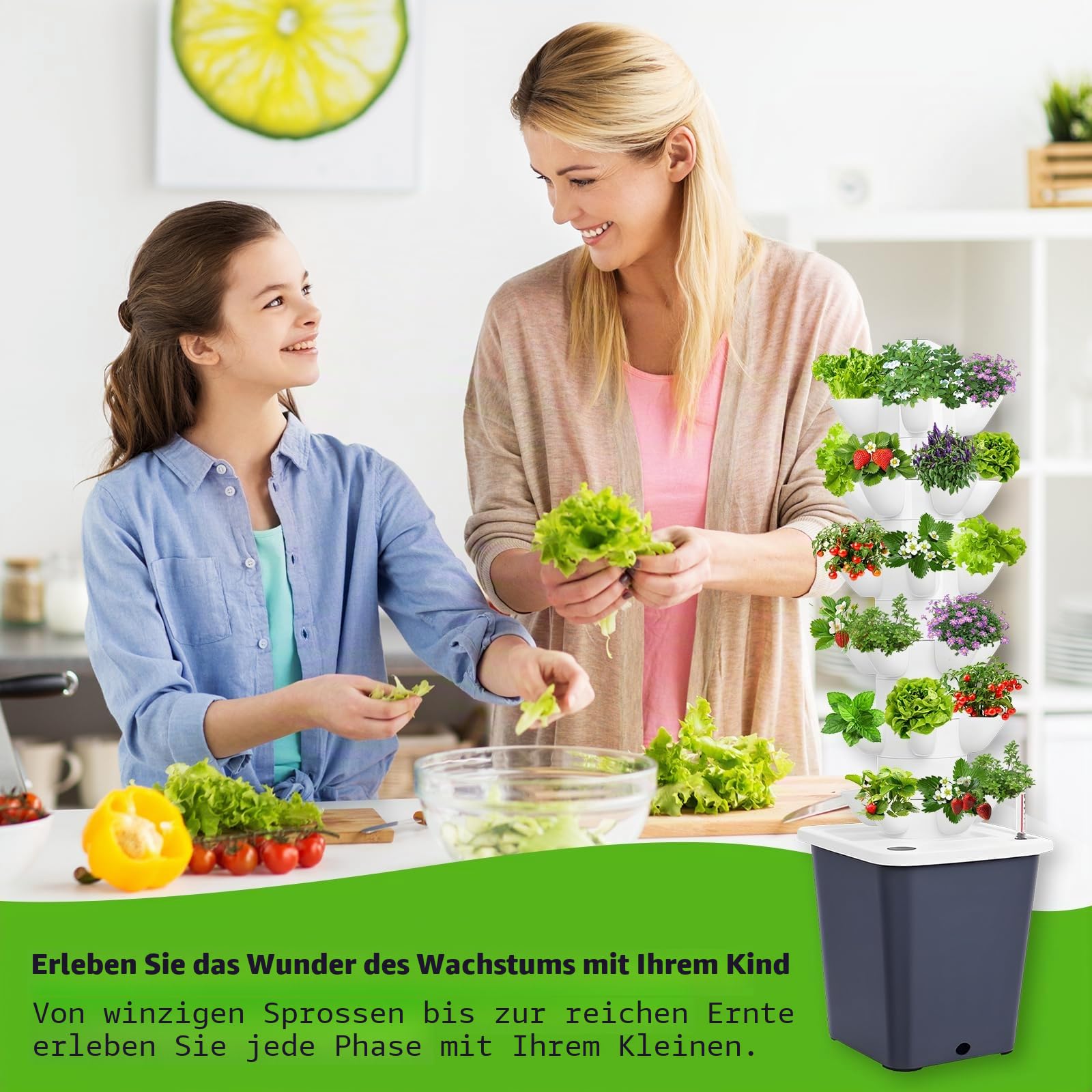 30 Pods Hydroponisches Anzuchtsystem Indoor Tower Garten mit Wasserpumpe