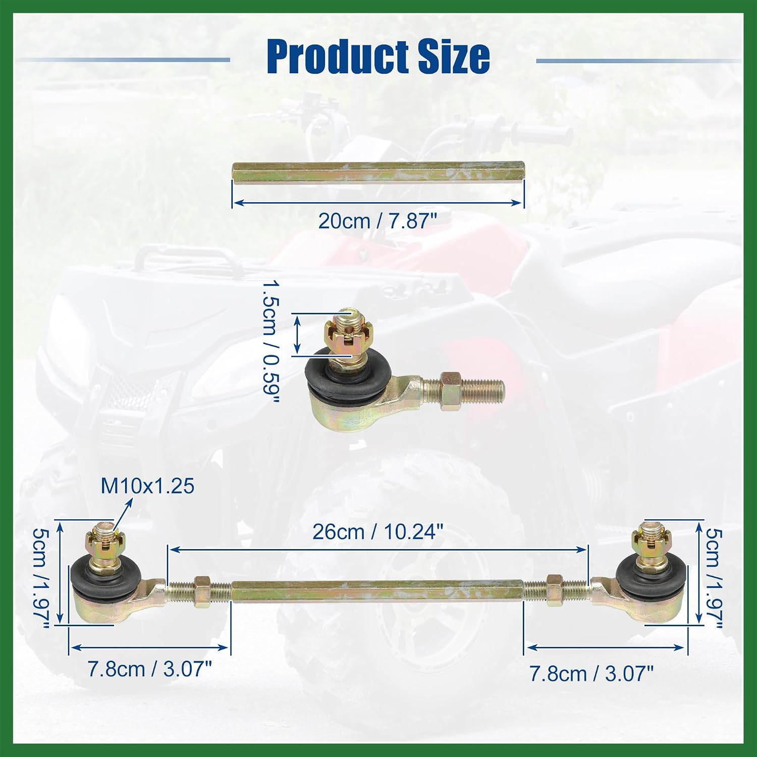 Motoforti 20cm 7.87" Steering Tie Rod Ball Joint Tie Rod Assembly Fit for 50cc 70cc 90cc 110cc 125cc 150cc 200cc 250cc ATV Four Quad - Pack of 1 Long-lasting
