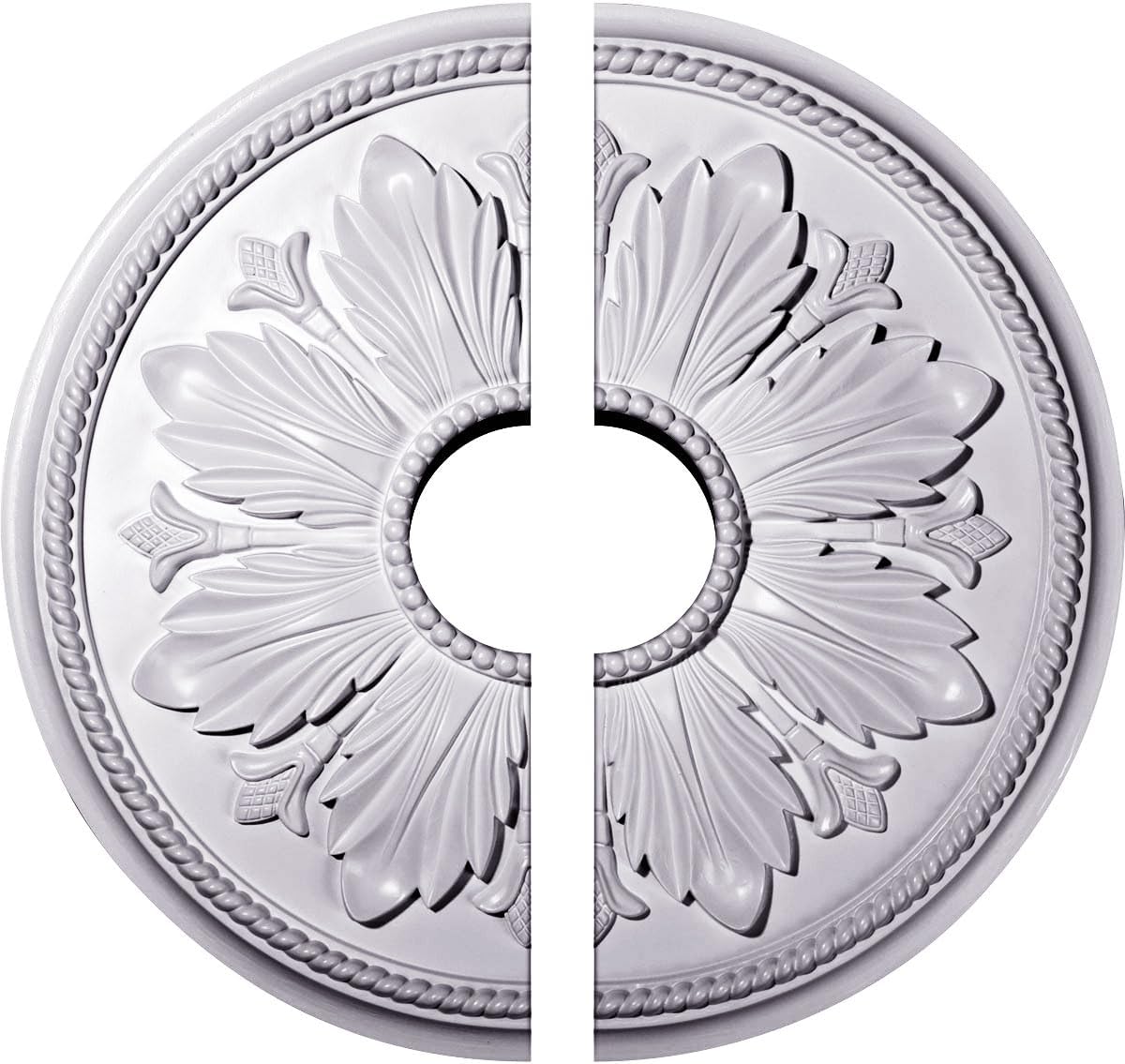 Ekena Millwork CM23KA2-05500 23 5/8"OD x 5 1/2"ID x 1 1/2"P Kaya Ceiling Medallion, Fits Canopies up to 5-1/2", 2 Piece