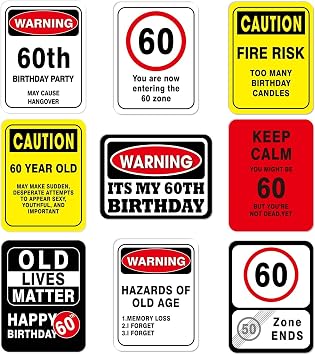 WERNNSAI 60th Birthday Decorations 9 PCS Happy Birthday 60 Years Old Decor