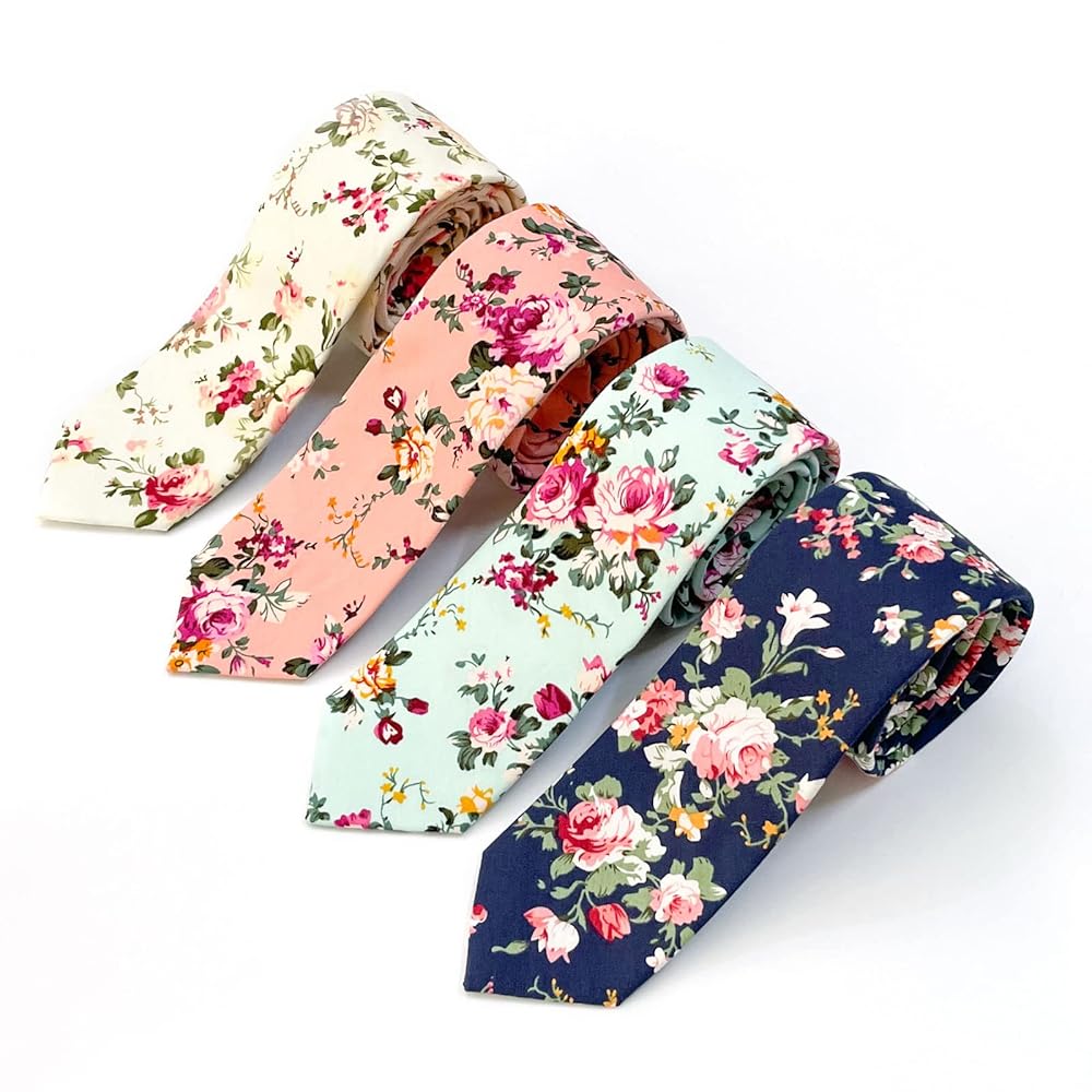 小物 24aw FLOWER PRINT TIE DAHLIA Ys for men 4 Pack Floral Ties for Men Skinny, Mens Print Peony Flower