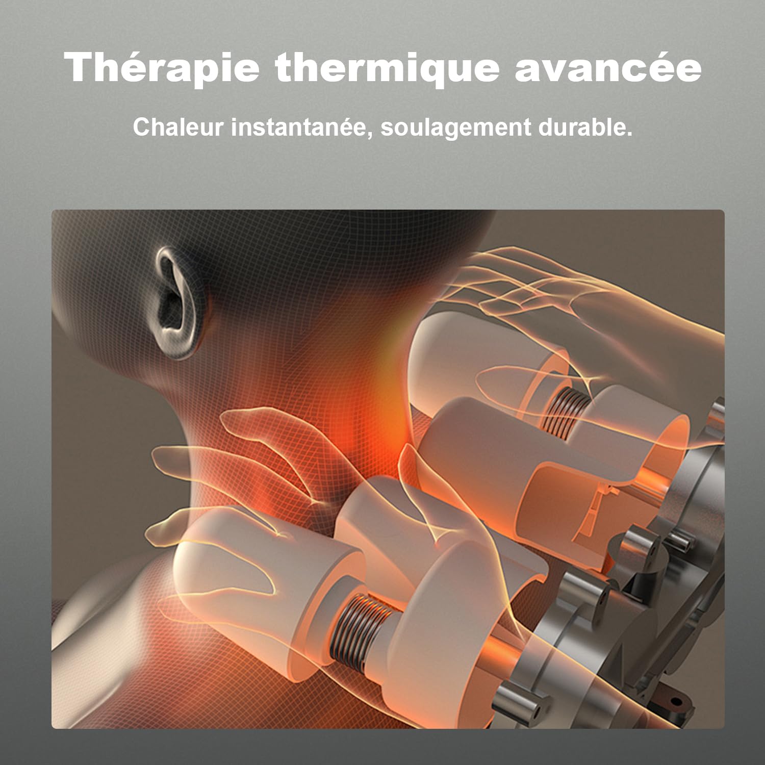 Masseur Nuque Dos Bleu avec Chaleur et 3 Vitesses, Pour Maison Bureau Voiture, Cadeau Original pour Femme Homme Parents