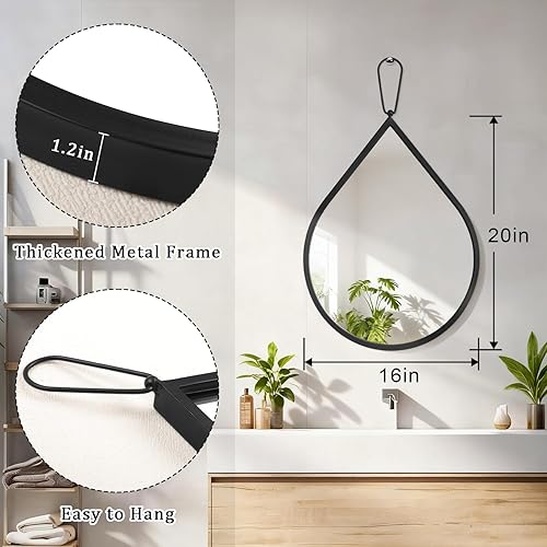 Miniatura 10 de Pequeños espejos de pared decorativos con forma de lágrima blanca, espejos de pared ovalados irregulares para sala de estar, baño, dormitorio, Blanco