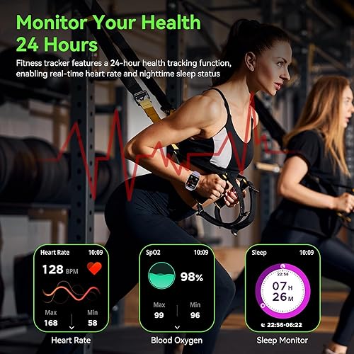 Miniatura 4 de Reloj inteligente para hombres y mujeres, batería de 1000 mAh, duración de la batería de 100 días, frecuencia cardíaca 24/7, monitor de fitness,